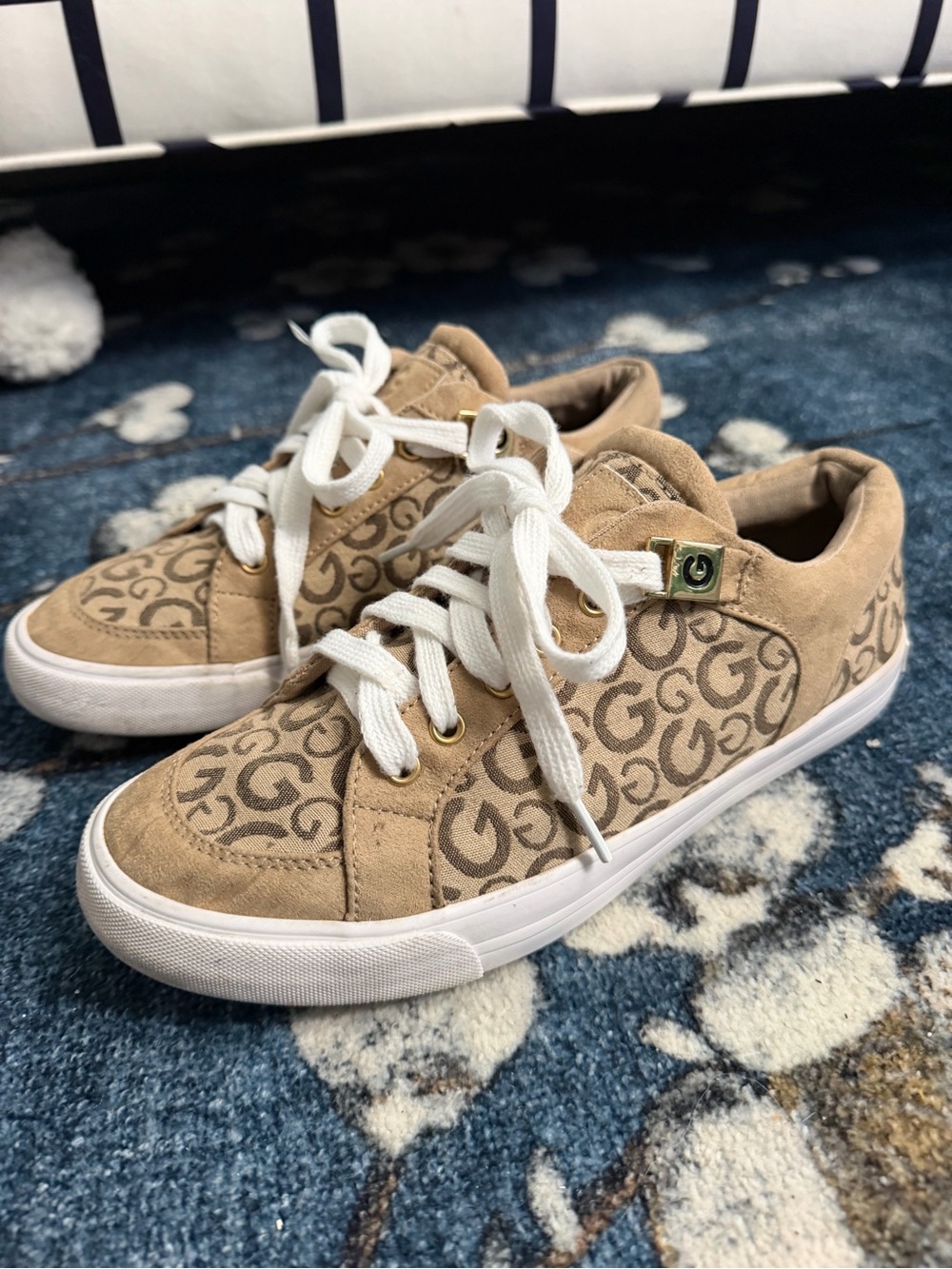 G by Guess Tan Logo-Print Low-Top Sneakers